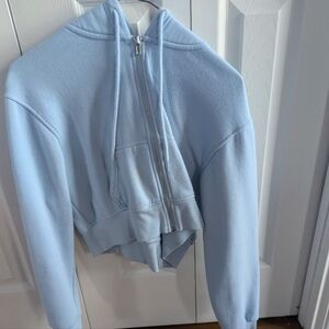 Cropped baby blue zip up